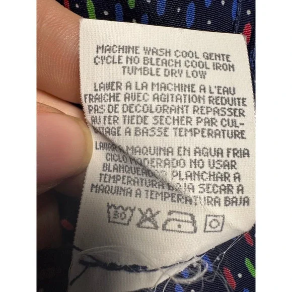 Leslie Fay Pleated Midi Skirt Women Size 12 Navy Blue Multi Good Vintage Dot - Picture 9 of 9